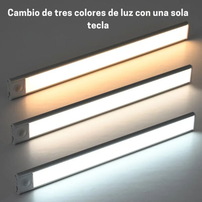 Barra Lampara Luz Led Recargable Sensor De Movimiento 40cm Negro Barra Lampara Luz Led Recargable Sensor De Movimiento 40cm Negro