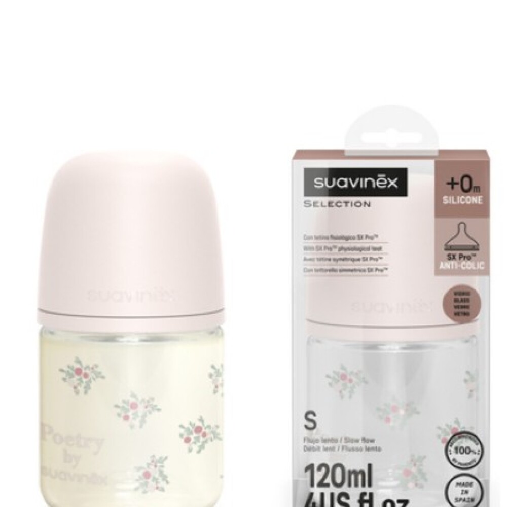 Biberon vidrio Wonder Suavinex 120ml rosado