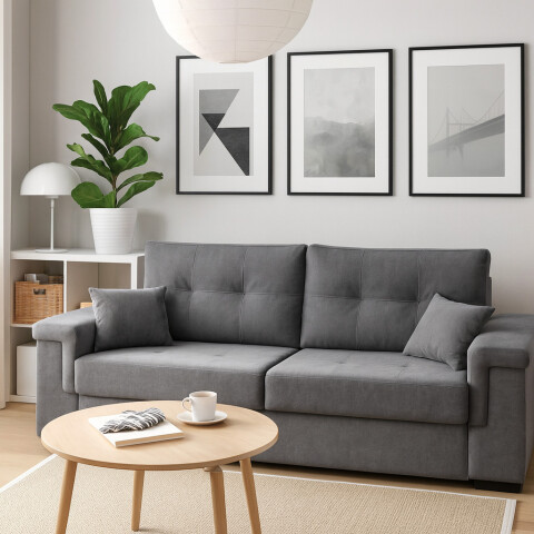 Sofá Sillón Amsterdam 3 Cuerpos Cobertura en Lino - Gris Sofá Sillón Amsterdam 3 Cuerpos Cobertura en Lino - Gris