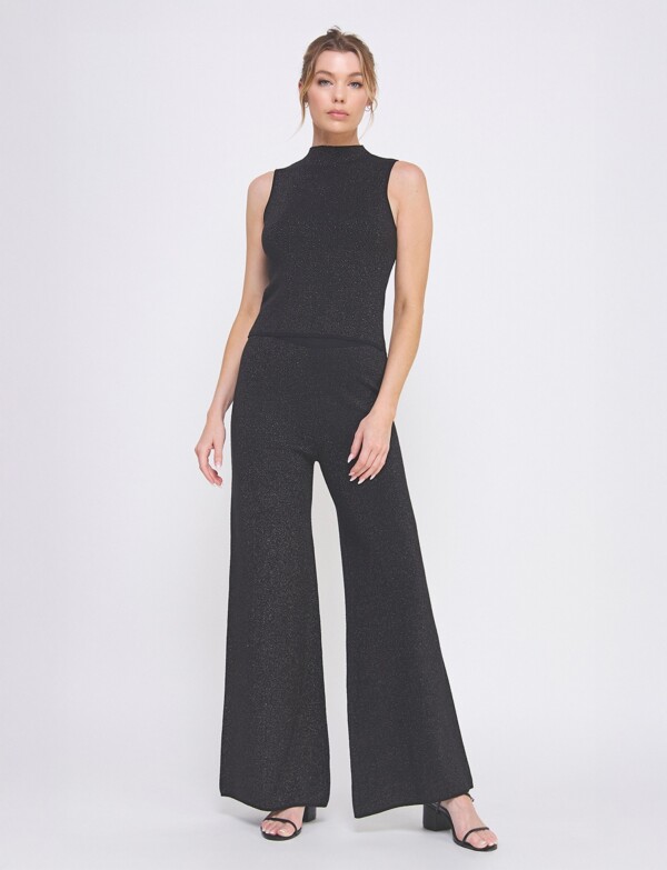 Pantalon Wide Leg Brillo NEGRO