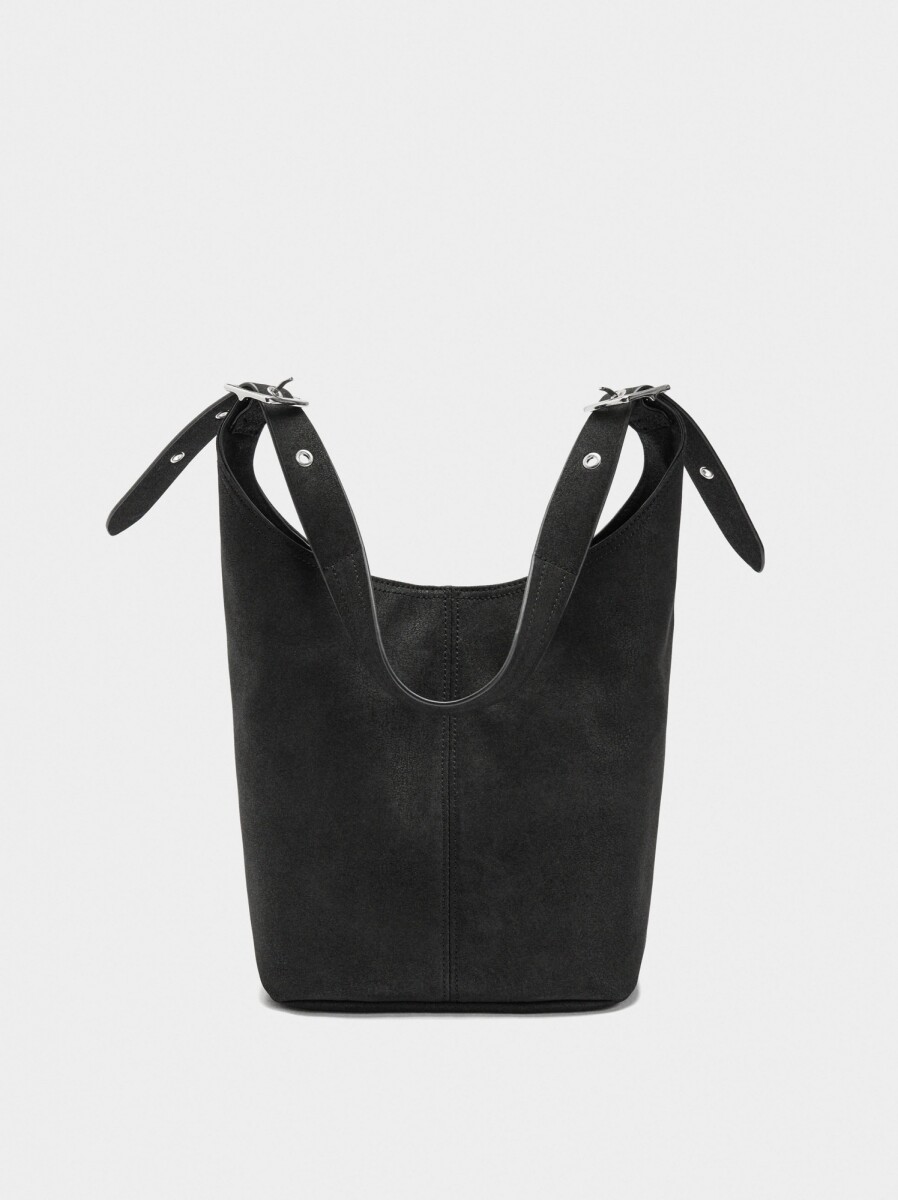 Bolso De Hombro Efecto Piel - negro 