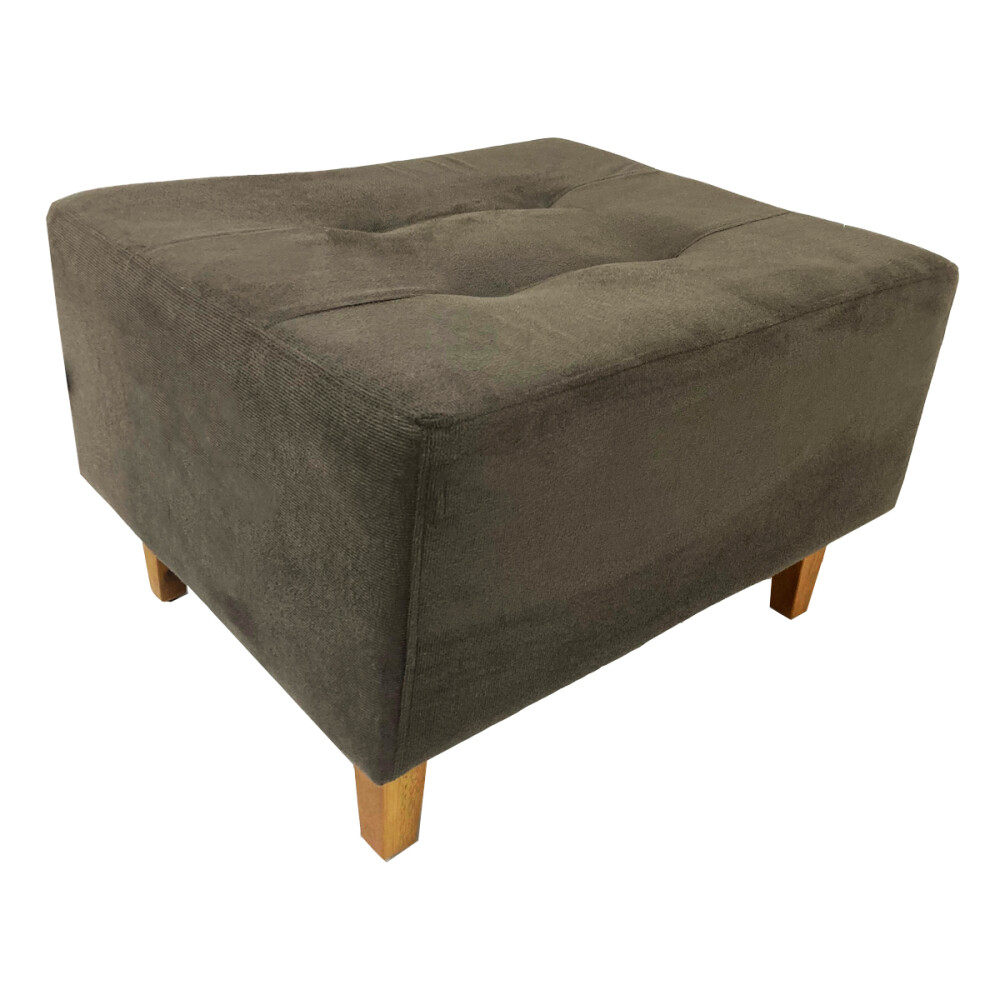 Puff tela y patas de madera Marrón