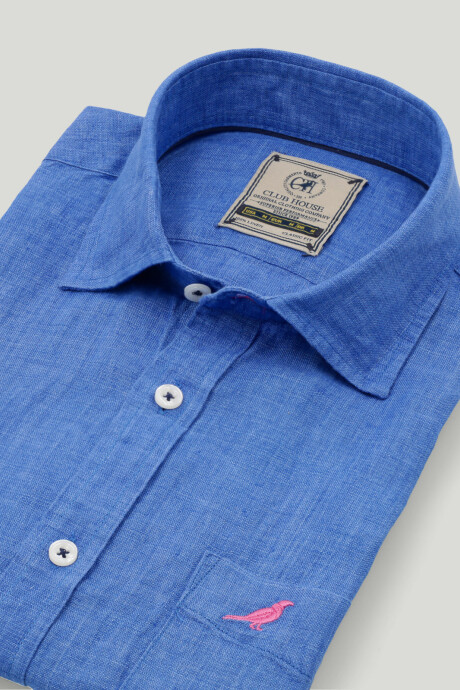 Camisa de Lino manga corta Blue