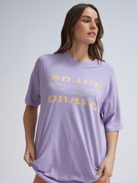 Camiseta larga manga corta estampada Lavanda