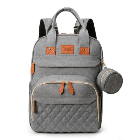 Mochila Bolso Maternal Con Cuna Bebé Cambiador Gris