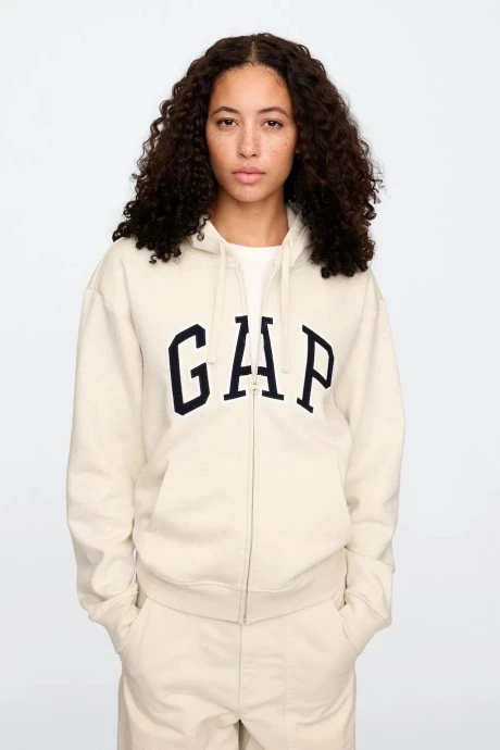 Canguro Con Cierre Logo Gap Mujer Oatmeal Heather