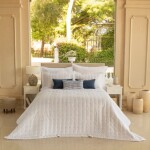 Edredón Capitone 400 hilos Blanco con Azul 290×250 cm