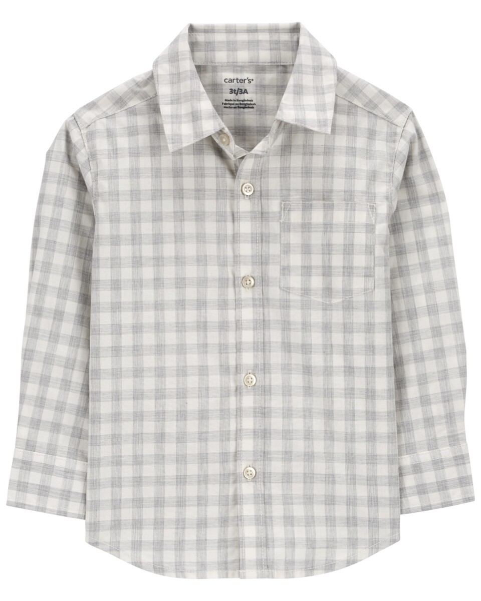 Camisa de popelina, diseño a cuadros. Talles 2-5T 