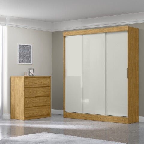 Combo de Dormitorio Ropero Sirius 3 Puertas Corredizas y Cómoda Carla - Marrocos Off White Combo de Dormitorio Ropero Sirius 3 Puertas Corredizas y Cómoda Carla - Marrocos Off White