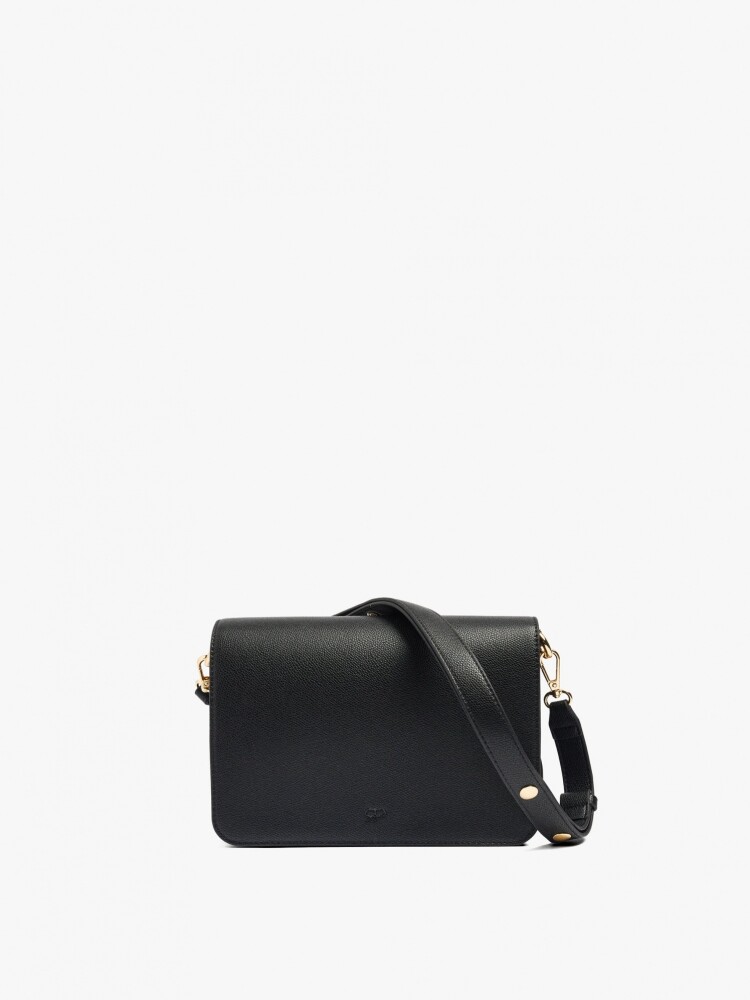 Bolso Bandolera Con Textura Y Solapa negro