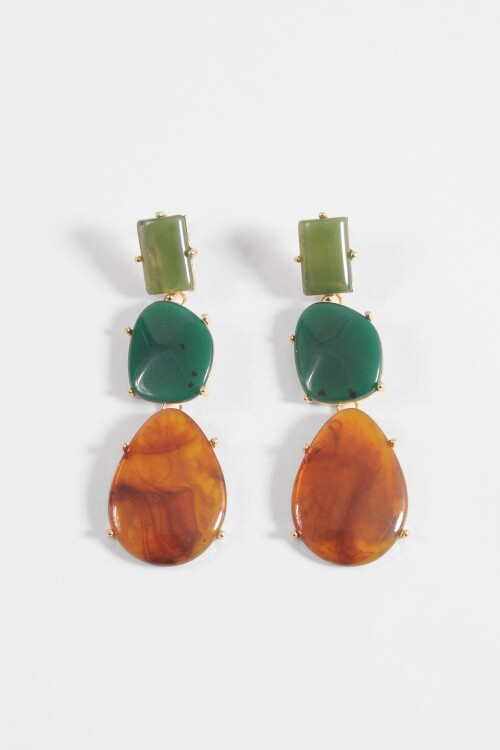 Caravanas largas piedras acrílico multicolor