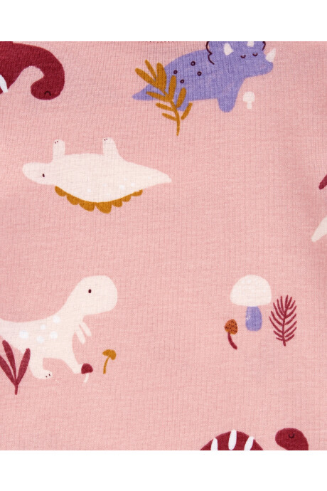 Pijama cuatro piezas de algodón, dos pantalones y dos remeras, diseño dinos Sin color