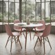 Juego de comedor Con Mesa Circular de 80cm + 4 Sillas Eames Rosa/Blanco