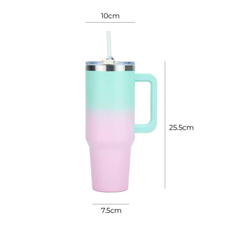 Vaso Térmico Con Sorbito 1.2lts Acero Inoxidable Rosa-Celeste