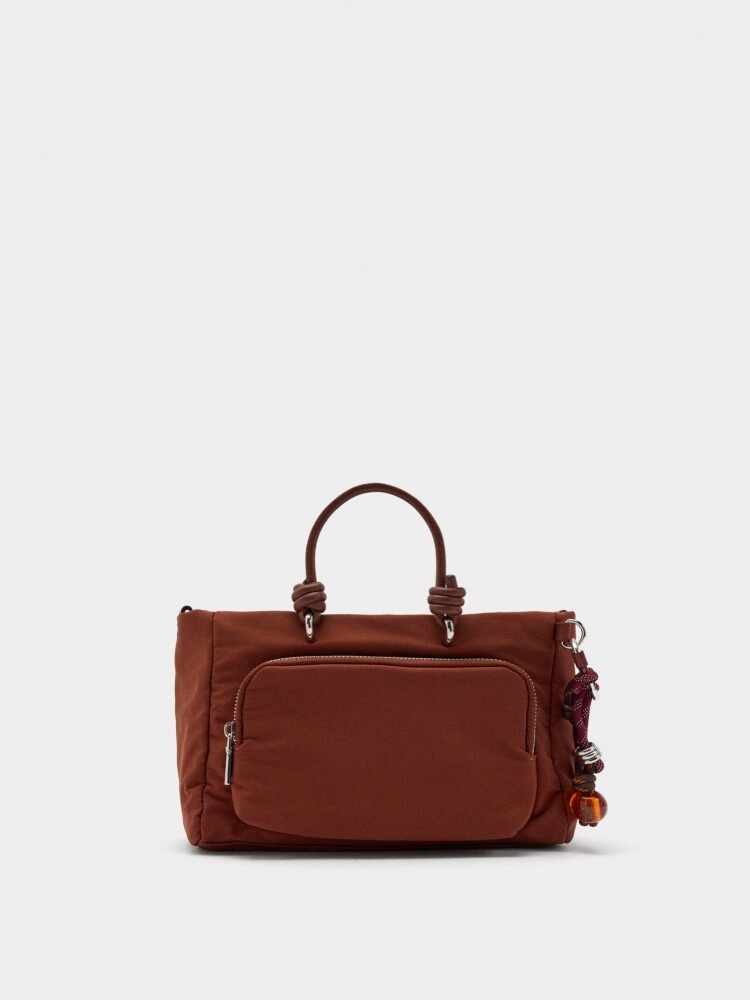 Bolso Tote De Nylon Con Colgante S teja