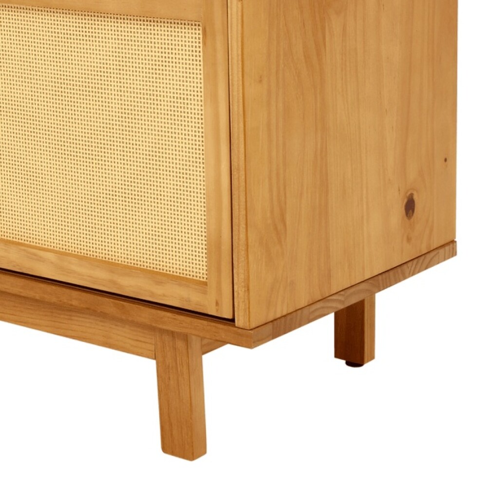 RACK PARA TV MADERA MACIZA CON 2 PUERTAS DE RATÁN Y ESTANTES RACK PARA TV MADERA MACIZA CON 2 PUERTAS DE RATÁN Y ESTANTES