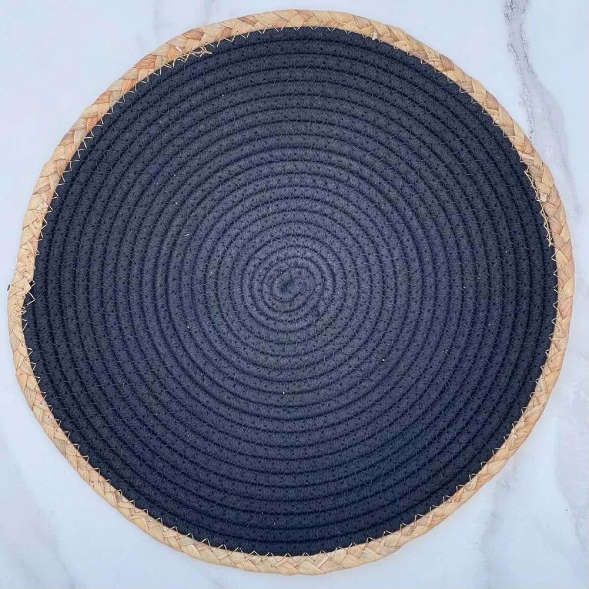 Individual Combinado Yute / Algodón Negro Ø 37cm 