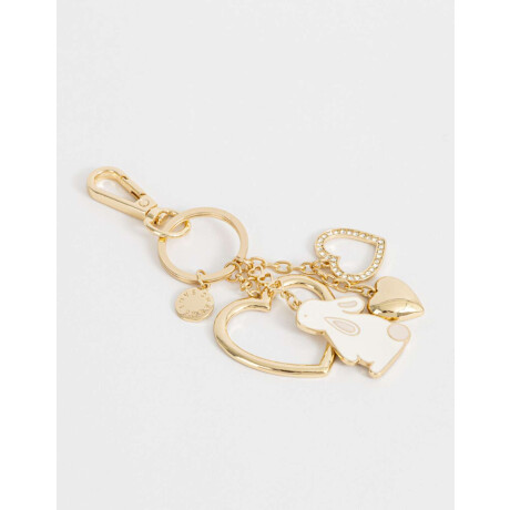 Llavero Y Charm De Corazones Dorado