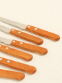 Cuchillo Mango Madera, 6un. Color Unico