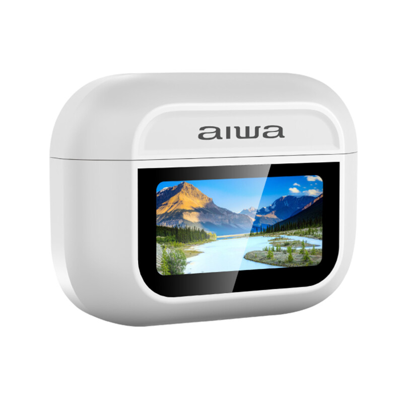 Auriculares TWS Waterpoof AIWA con Pantalla Táctil Bluetooth 5.3 Cancelación de Ruido y Micrófono Blanco