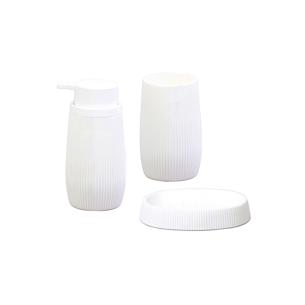 SET 3PCS BAÑO PP BLANCO C/RAYITAS 