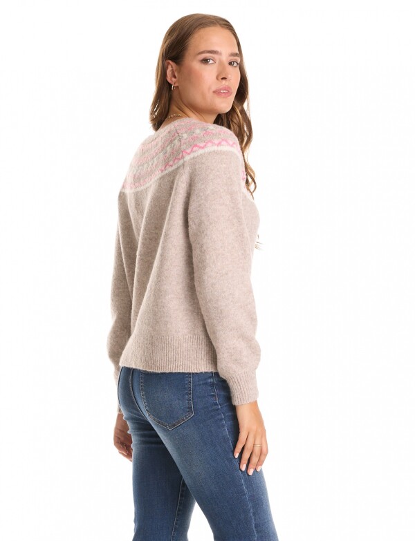 Cardigan Lana Fairisle BEIGE/MULTI