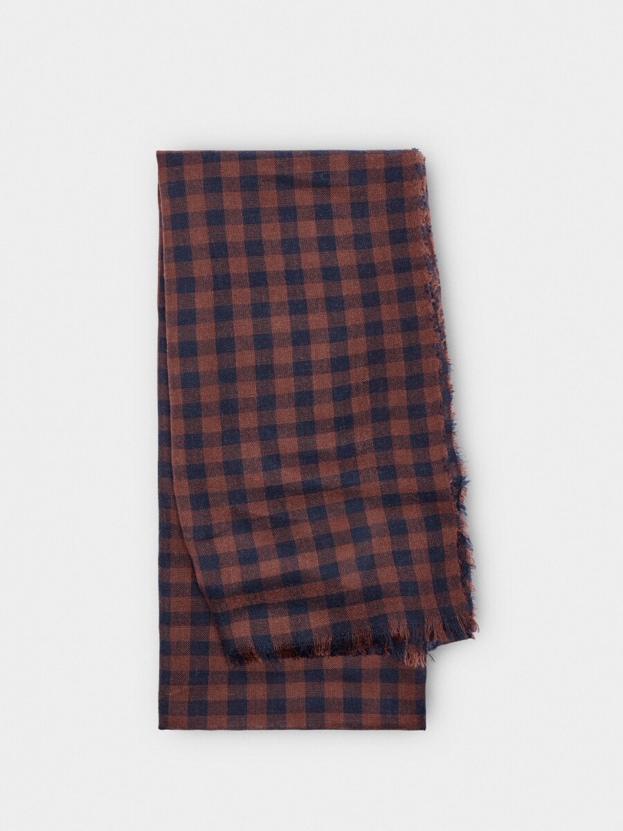 Pañuelo Jacquard A Cuadros Con Lana teja