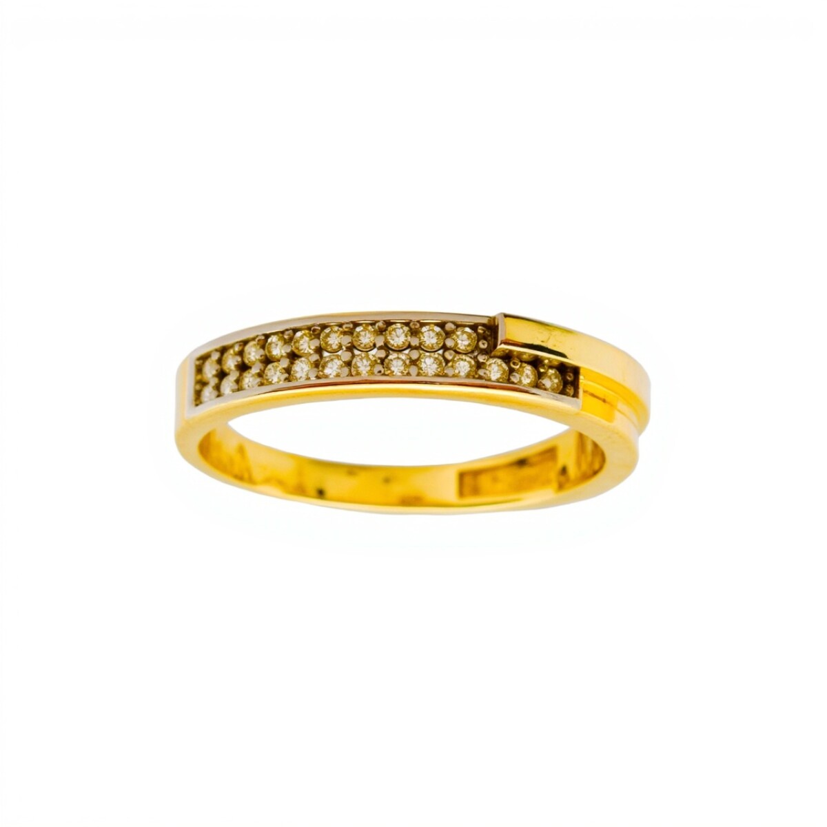 Anillo doble fila-Oro bajo-Piedra Zirconia-AN8046 - conpiedra 