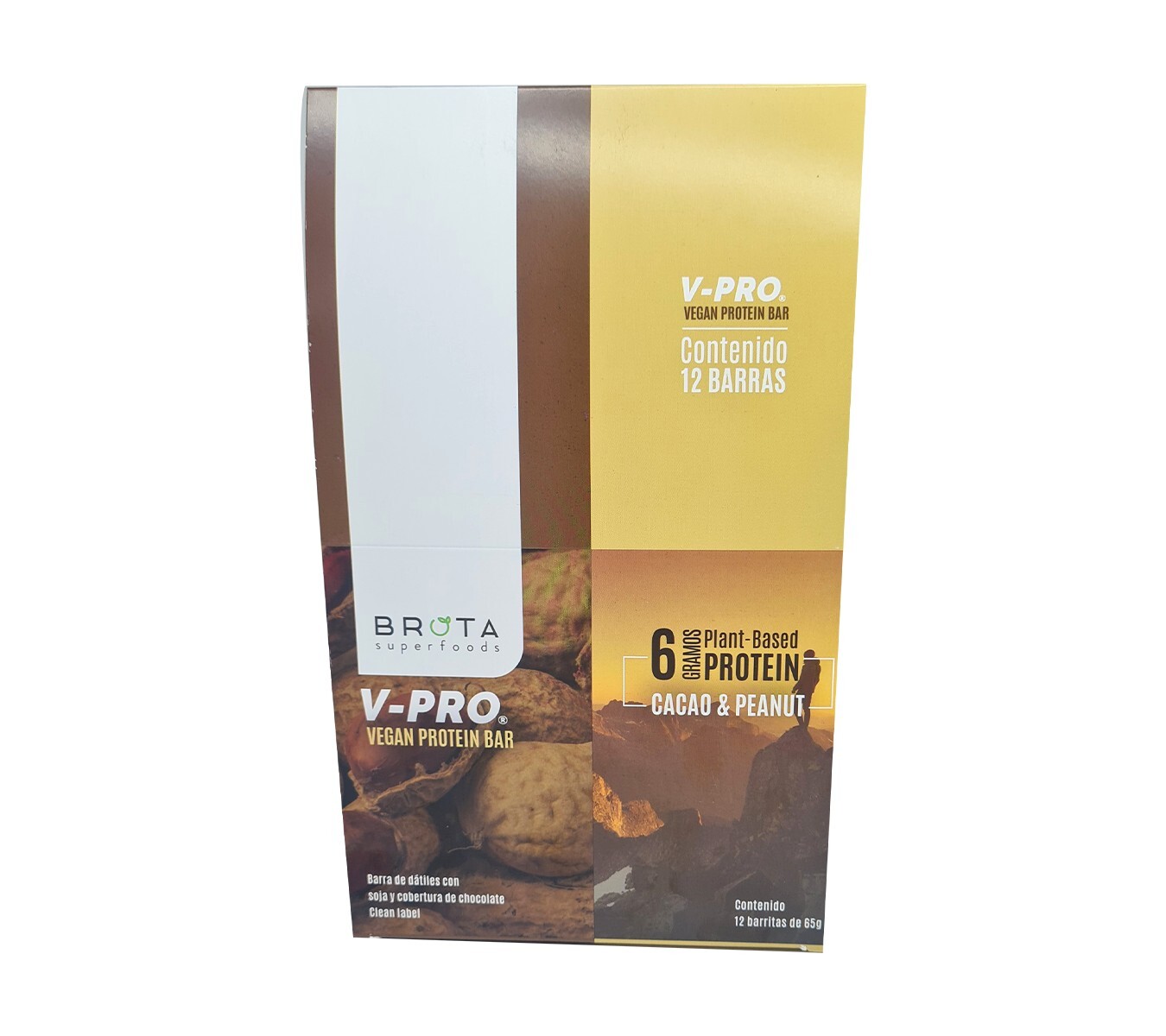 Protein Bar Vegan Caja x 12 Brota - - Cacao & Peanut 