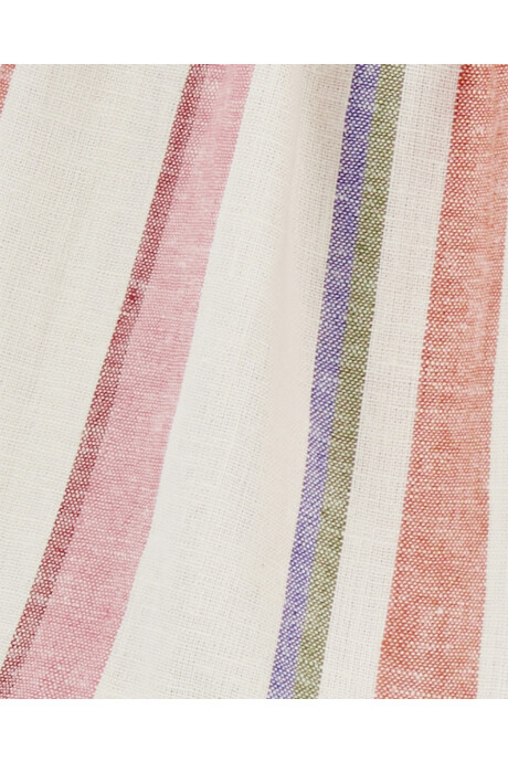 Vestido de lino ecovero, con volados, diseño a rayas Vestido de lino ecovero, con volados, diseño a rayas