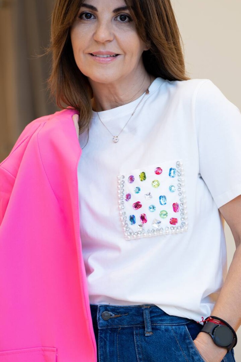 Remera bolsillo bordado Blanco