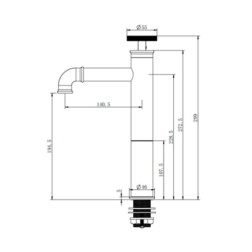 Lavatorio Monocomando Alto Industrial Negro Mate 000