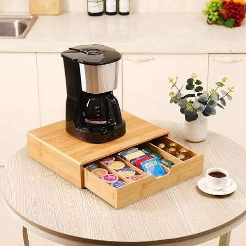 Cajón organizador para capsulas de café bambú Cajón organizador para capsulas de café bambú