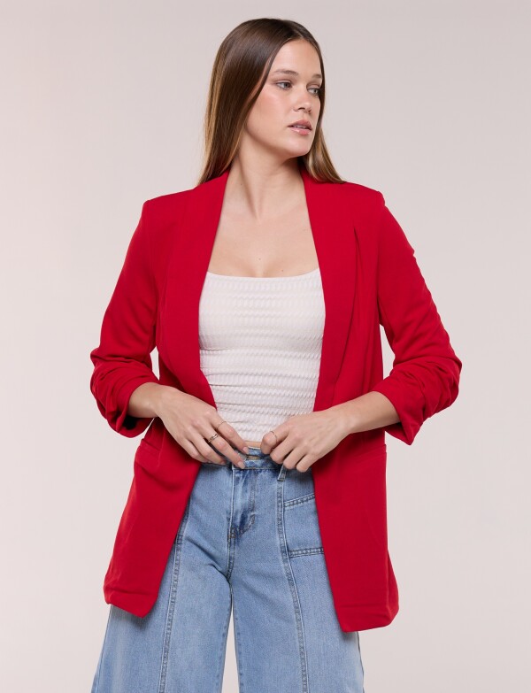Blazer Crepe Manga Fruncida ROJO