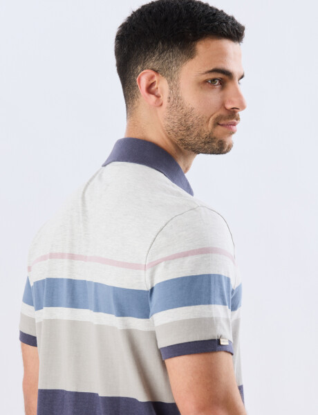 REMERA POLO RAYADA JERSEY Gris