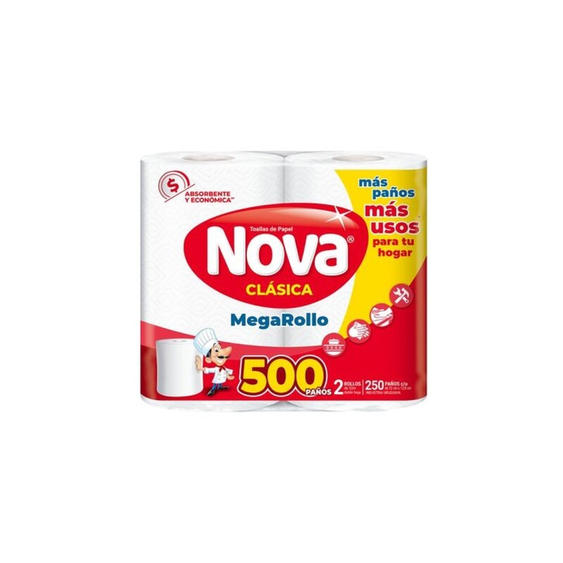 NOVA CLASICA MEGAROLLO X2 500 PAÑOS Nova Clasica Megarollo X2 500 Paños