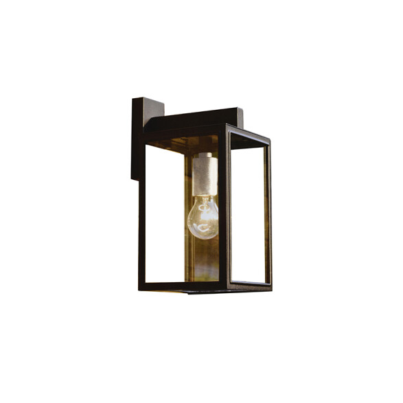 Farol pared exterior cubo metal negro y vidrio E27 IX9840