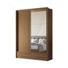 Ropero Demócrata 2 Puertas Corredizas y Espejo - Linea Fit Marron
