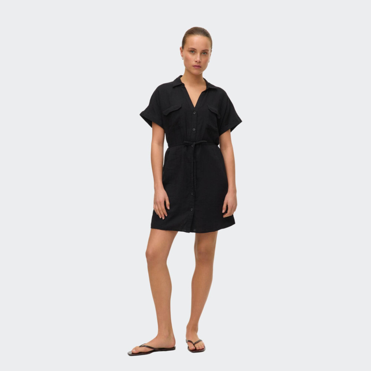 VMLINN SS SHORT SHIRT DRESS WVN NOOS - BLACK 