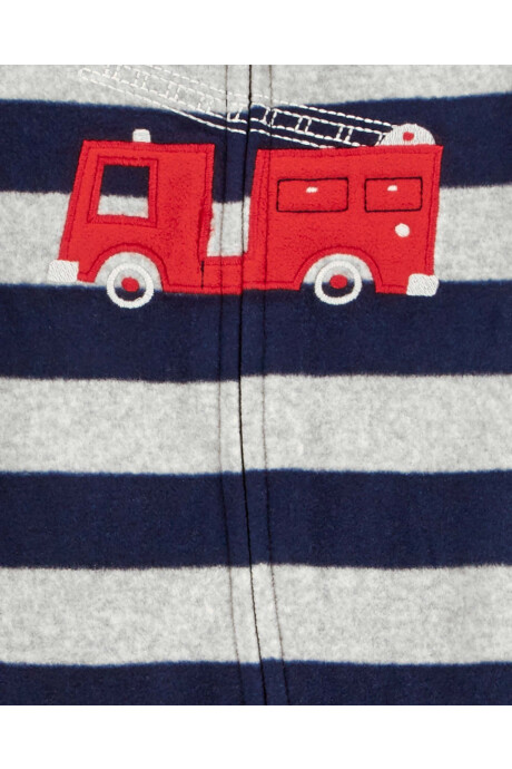 Pijama una pieza de micropolar, con pie, estampa bombero Sin color