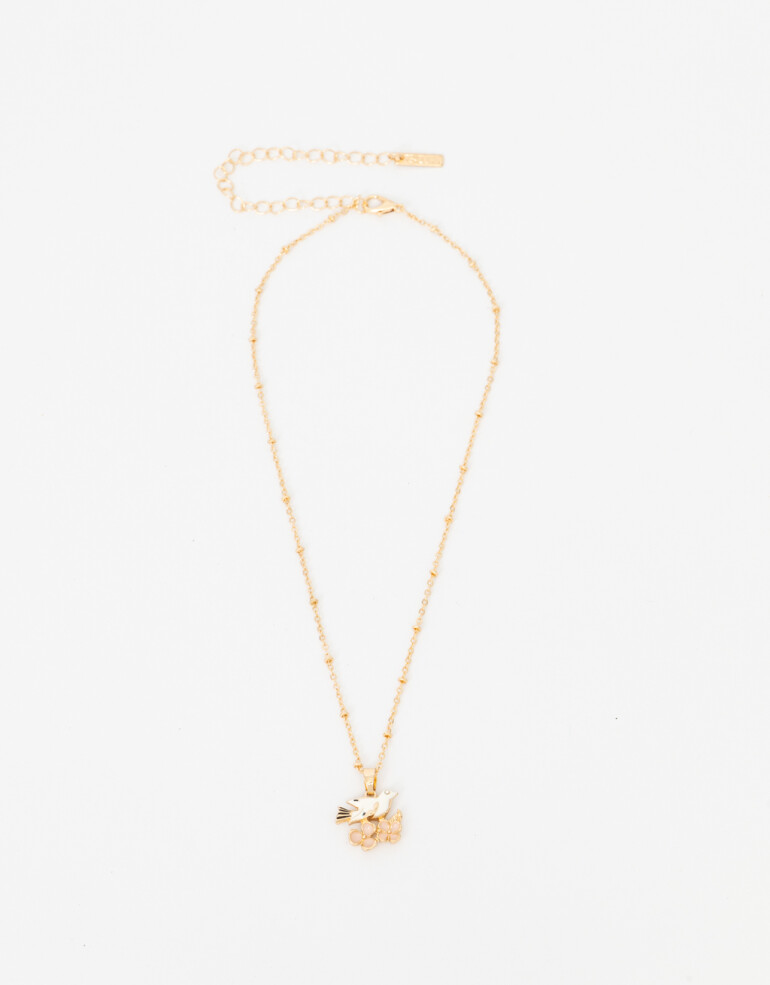 Cadena Corta con Dije Con Dijes Collar Con Dije De Pájaro - Dorado
