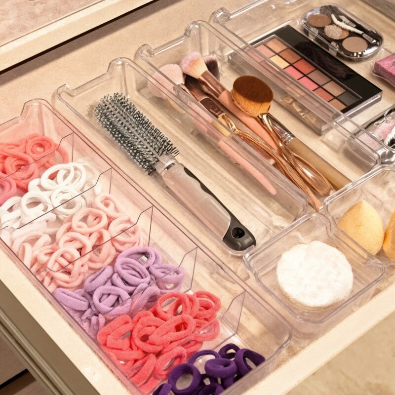 Set x2 Organizador de acrílico 8,5 x 8,5 cm TRANSPARENTE
