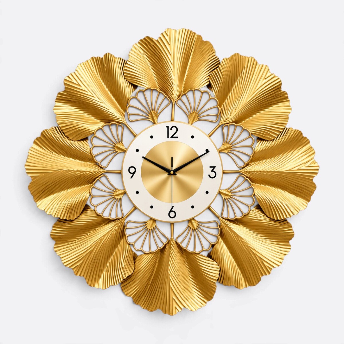 Reloj De Pared Flores Doradas 