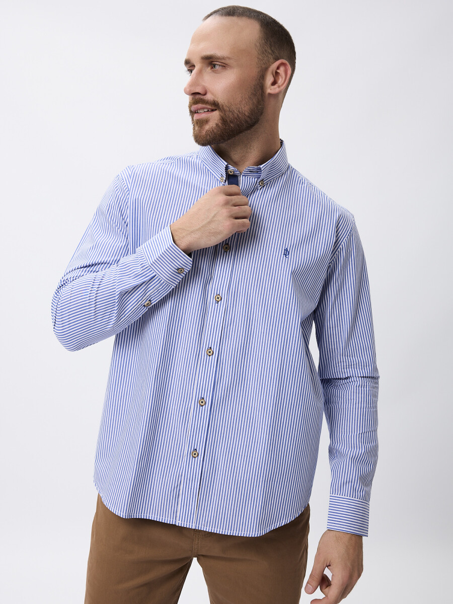 Camisa rayas algodon - azul 