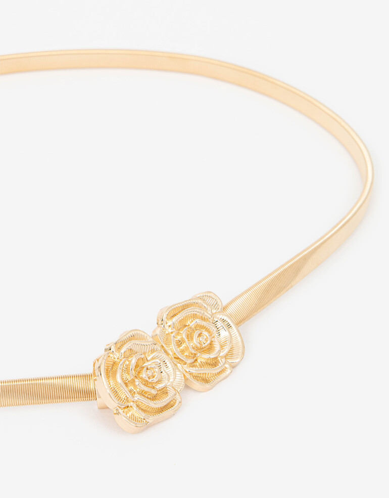 Cinturones y Fajas Cinturón Elástico Con Flor - Dorado