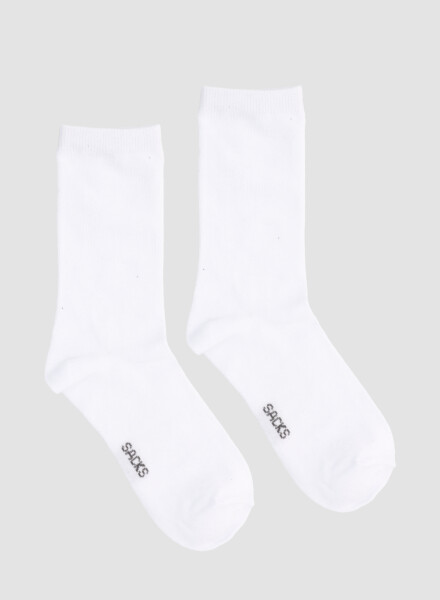 Medias de algodón en colores lisos Blanco