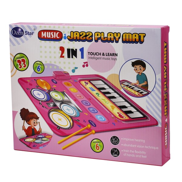 Alfombra Musical Infantil 2 en 1 Piano y Batería 80 x 55 cm Rosa
