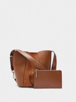 Bolso Bombonera Con Detalles De Piel camel