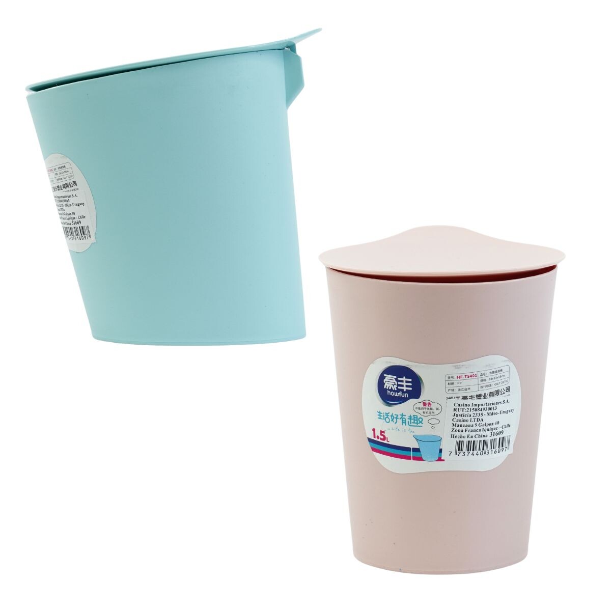 Papelera De Diseño Para Oficina - 19L, Plástico Blanco Mate Con Asas (40x17.5x32.5cm)