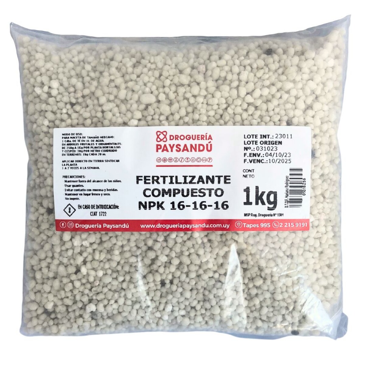 Fertilizante Compuesto NPK 16-16-16 - 1 Kg 